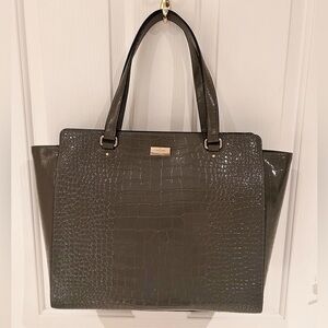 🎊Host Pick🎊 NWT KATE SPADE NEW YORK Elissa Women Gray Tote Bag, Croco Leather
